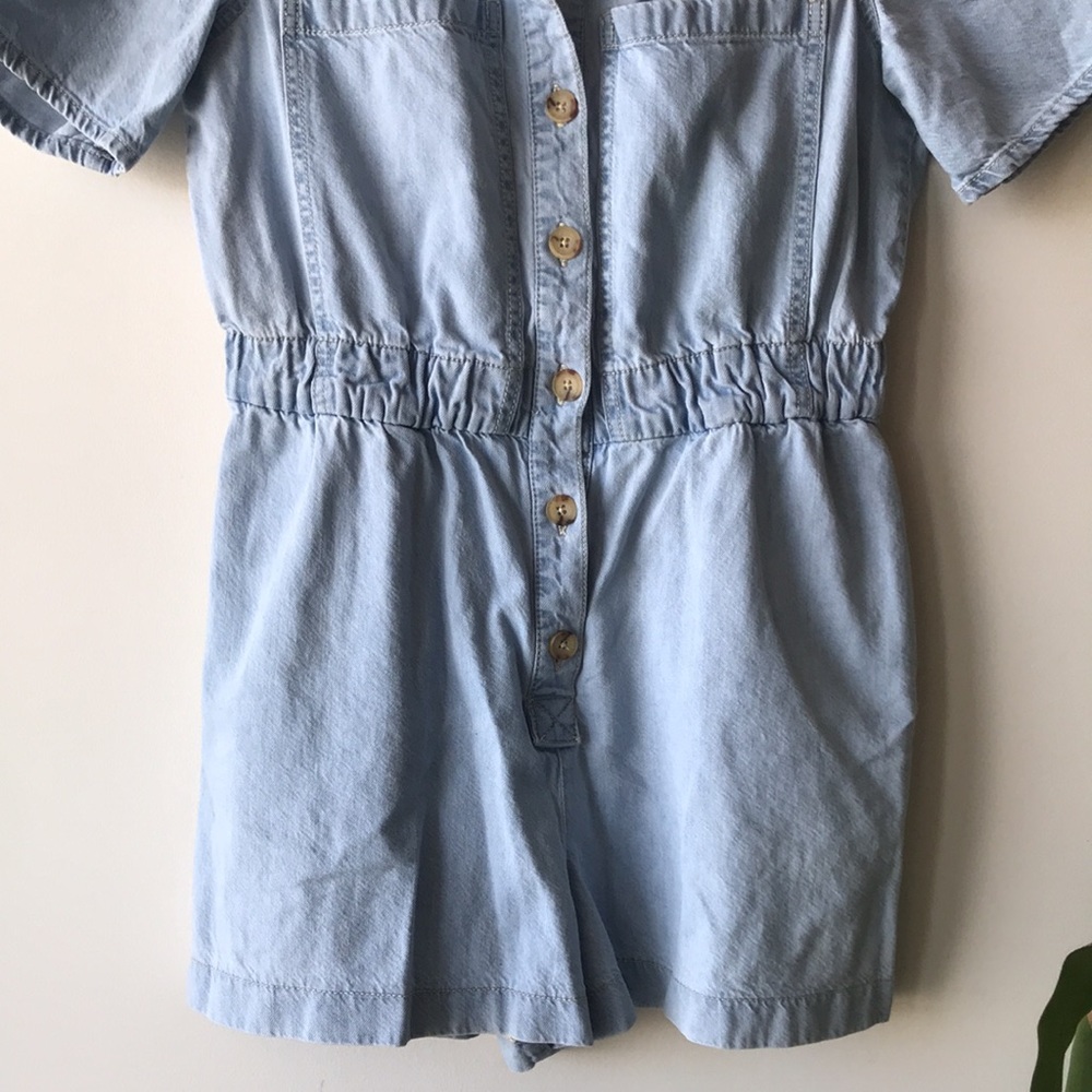 Rare Zara Light Wash Denim Jumpsuit L - Picture 3 of 13